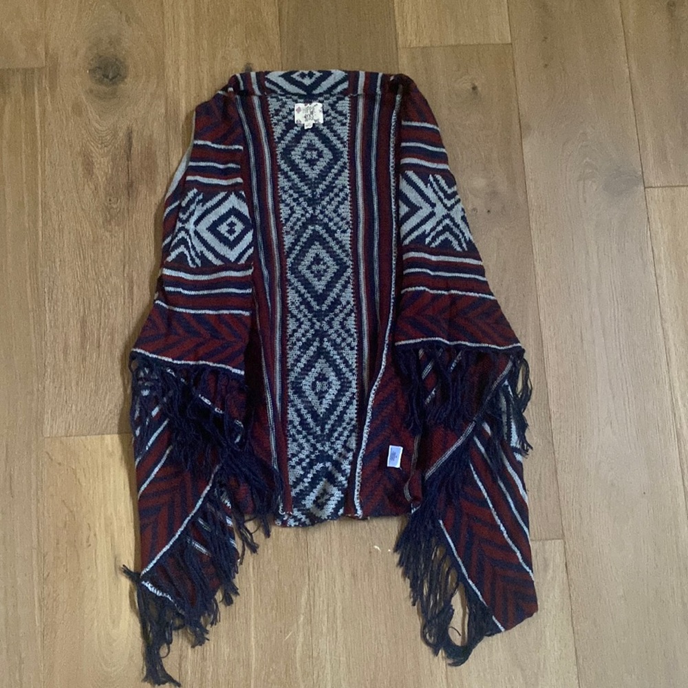 Hippie Rose Navy and Red Shawl Size M